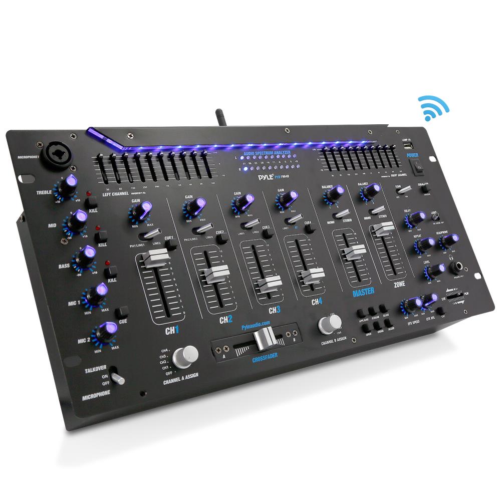 Bluetooth Rackmount Mixer 6-Ch Bluetooth Pro Audio Studio DJ Mixer, 19'' Rack Mount System, Digi ...