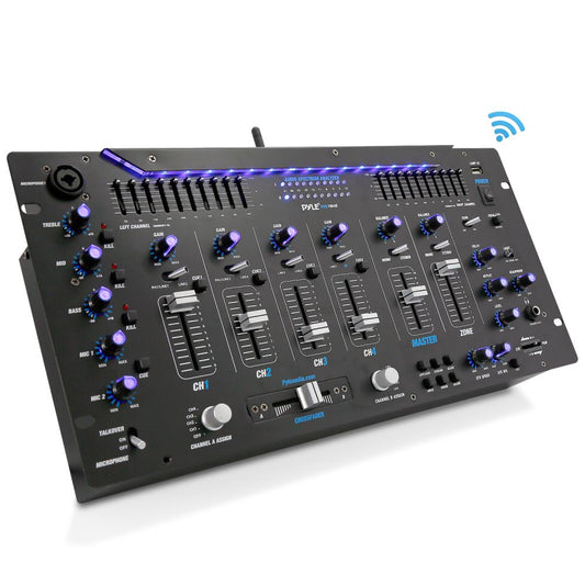 6-Ch Bluetooth Pro Audio Studio DJ Mixer, 19'' Rack Mount System, Digital Led