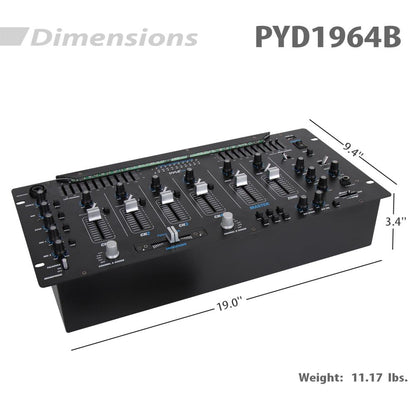6-Ch Bluetooth Pro Audio Studio DJ Mixer, 19'' Rack Mount System, Digital Led