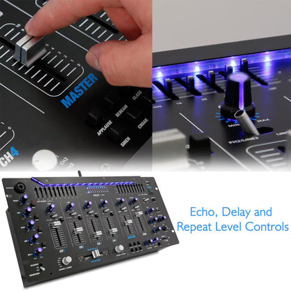 6-Ch Bluetooth Pro Audio Studio DJ Mixer, 19'' Rack Mount System, Digital Led