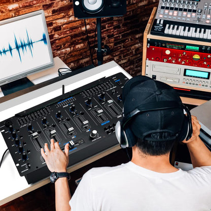 6-Ch Bluetooth Pro Audio Studio DJ Mixer, 19'' Rack Mount System, Digital Led