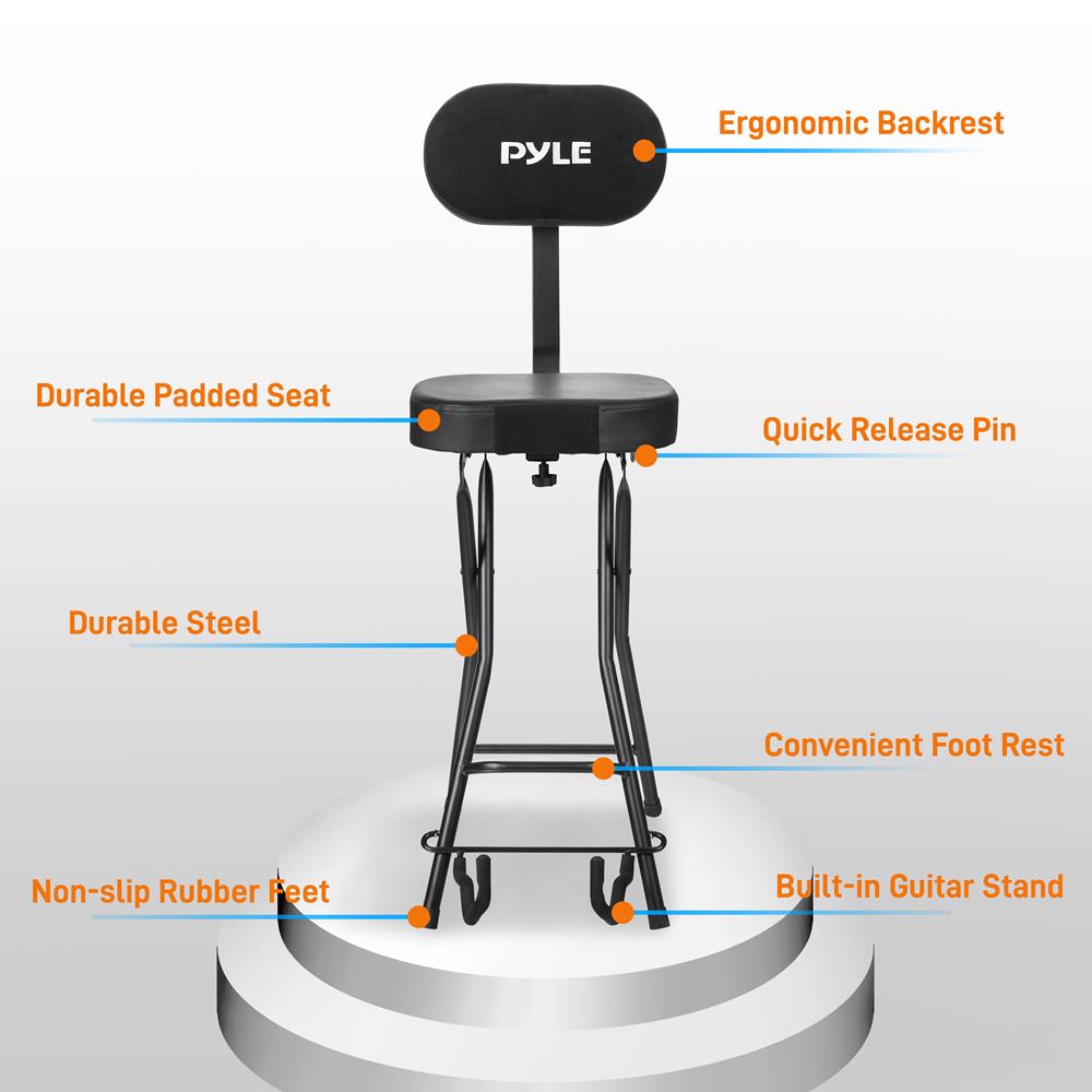 Adjustable Guitar Seat with Stand, Padded Cradles, 300 lbs