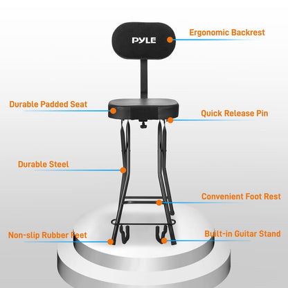 Adjustable Guitar Seat with Stand, Padded Cradles, 300 lbs Capacity