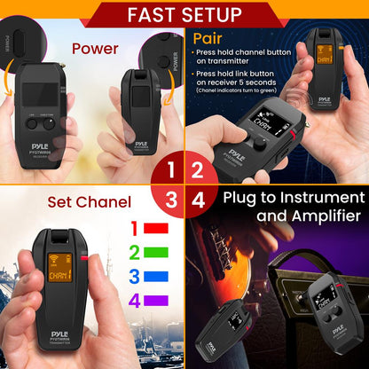 Wireless Guitar System - Clear Sound, 35m Range, Rechargeable Battery