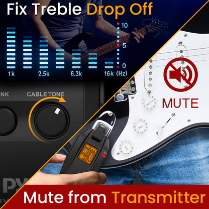 Wireless Guitar System - Clear Sound, 35m Range, Rechargeable Battery