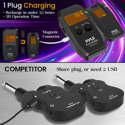 Wireless Guitar System - Clear Sound, 35m Range, Rechargeable Battery