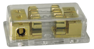 3 Fuse Panel 4/8 Awg Gold Plated Plexi