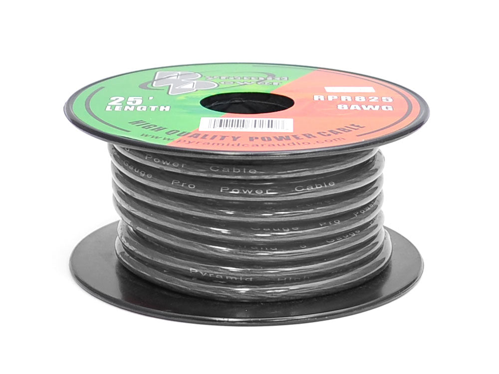 product image number 1 for Pyramid 8 Awg Ofc Black Ground Wire 25 Ft Spool