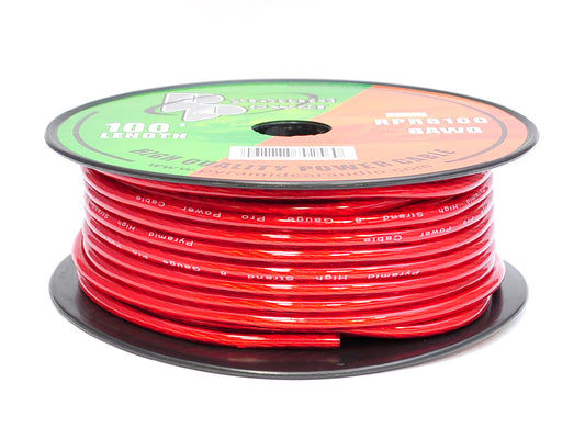 product image number 1 for Pyramid 8 Awg Ofc Red Power Wire 100 Foot Spool