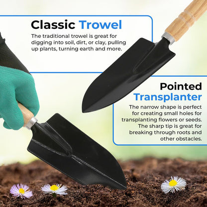 Gardening Tool Set, Heavy Duty Stainless Steel, Non-Slip Grip, Tote Bag