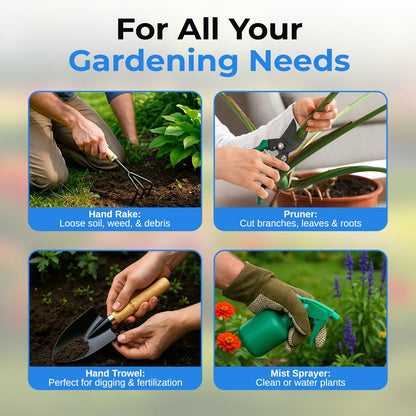 Gardening Tool Set for Women, Rust-Resistant Steel, Wooden Handles