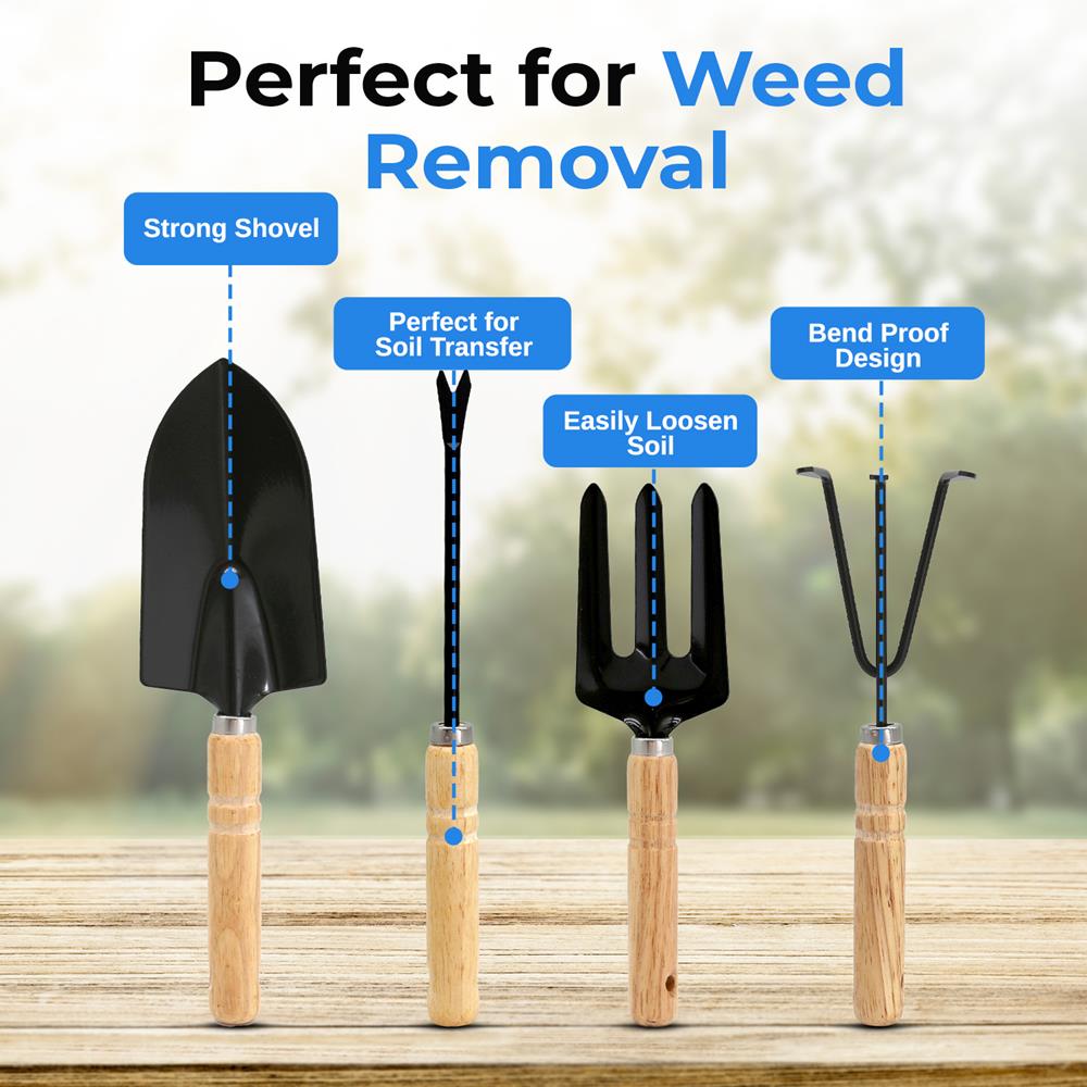 Gardening Tool Set for Women, Rust-Resistant Steel, Wooden Handles