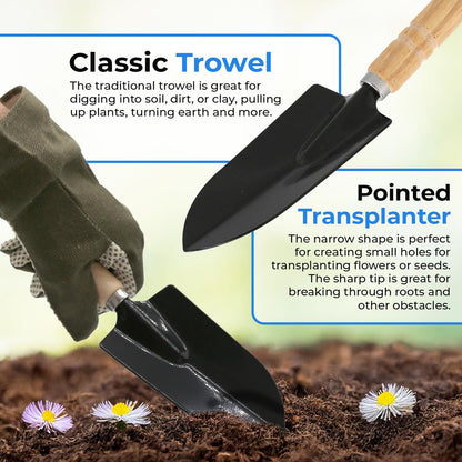 Gardening Tool Set for Women, Rust-Resistant Steel, Wooden Handles