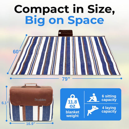 Extra Large Waterproof Picnic Blanket, 3-Layer, Portable, 78.75"x59"