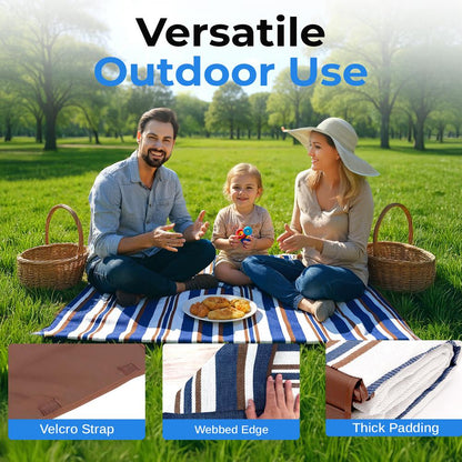 Extra Large Waterproof Picnic Blanket, 3-Layer, Portable, 78.75"x59"