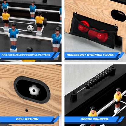 2-in-1 Air Hockey & Foosball Table, Space-Saving MDF, Fast Gameplay