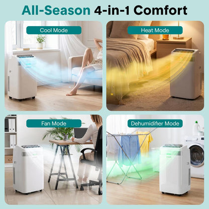 Serenelife Portable Air Conditioner And Heater With Wi-Fi Function - 9500 Btu Cooling (Ashrae), Compact Unit With Dehumidifier & Fan Modes, Includes Window Mount Kit (White)