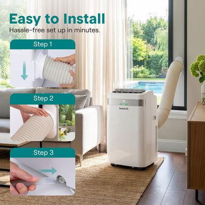 Serenelife Portable Air Conditioner With Wi-Fi Function -  9500 Btu Cooling (Ashrae), Compact Unit With Dehumidifier & Fan Modes, Includes Window Mount Kit (White)