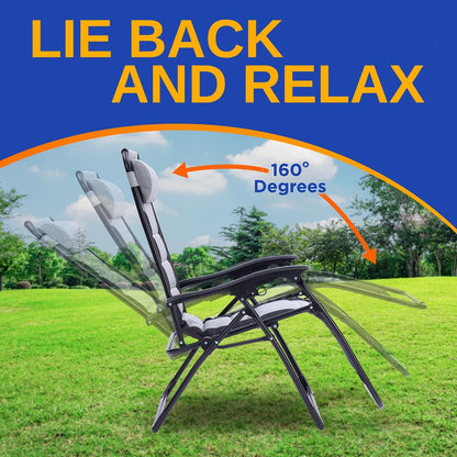 Zero Gravity Lounge Chair - Ultimate Comfort - Steel & Textilene - Gray