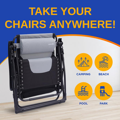 Zero Gravity Lounge Chair - Ultimate Comfort - Steel & Textilene - Gray