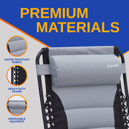 Zero Gravity Lounge Chair - Ultimate Comfort - Steel & Textilene - Gray