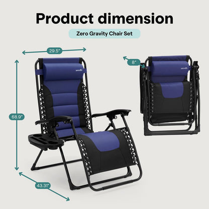 Zero Gravity Recliner Chair - Ultimate Comfort, Foldable, Blue