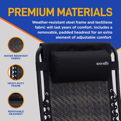 product image number 6 for SereneLife Rattan Zero Gravity Lawn Chair
