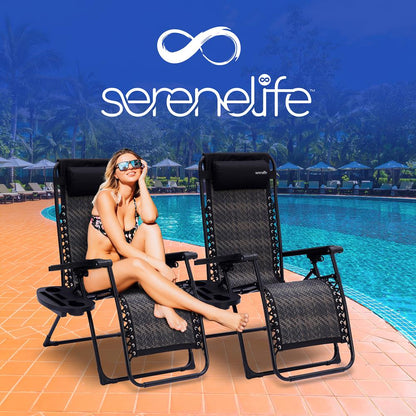 product image number 7 for SereneLife Rattan Zero Gravity Lawn Chair