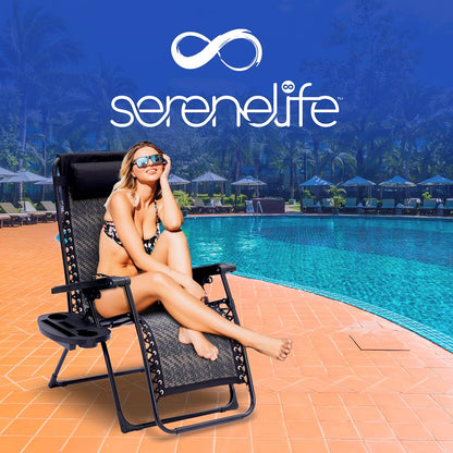 product image number 7 for SereneLife Rattan Zero Gravity Lawn Chair