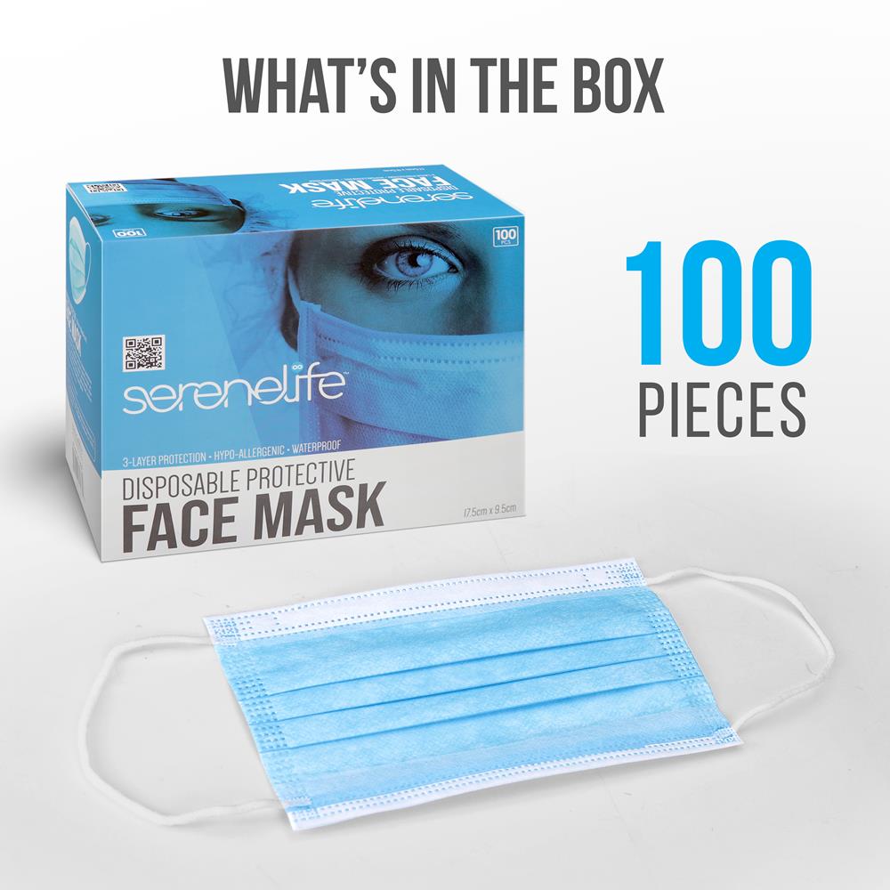 product image number 5 for SereneLife Three Layer Disposable Face Masks