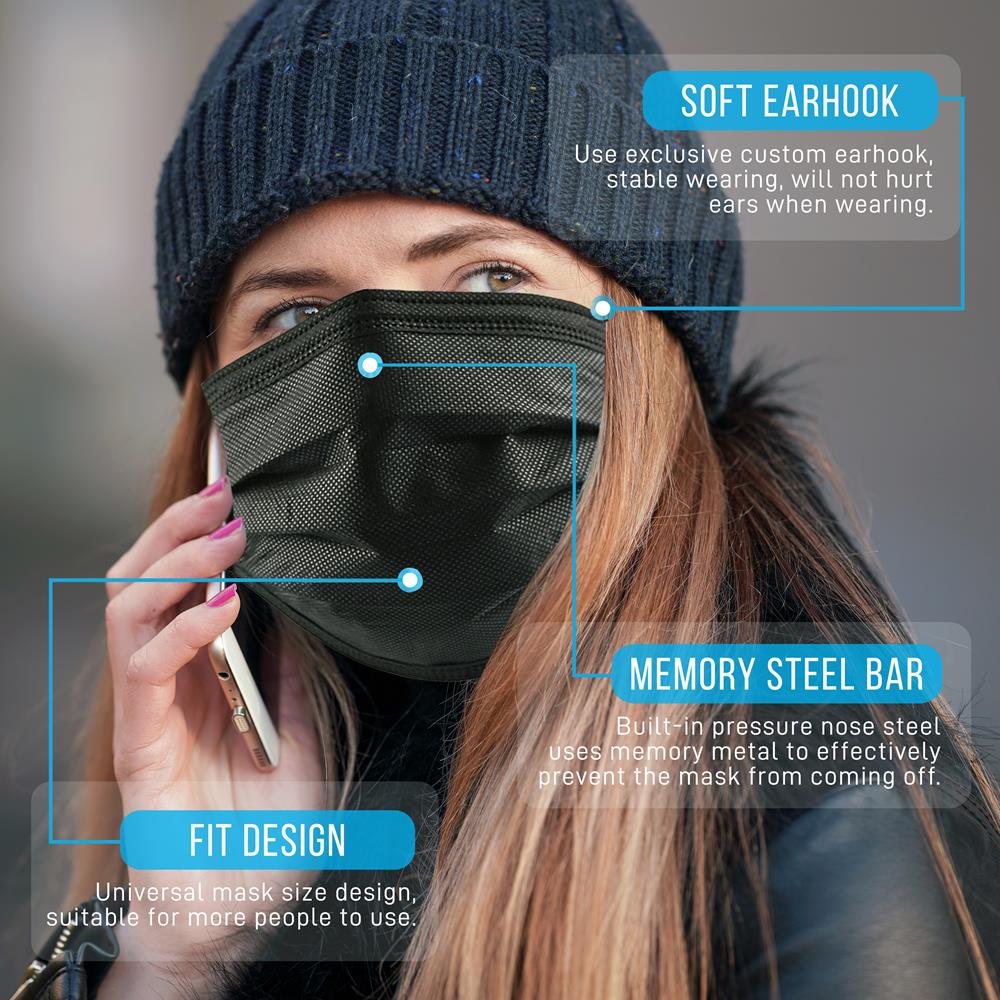 product image number 2 for SereneLife Three Layer Disposable Face Masks