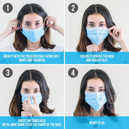50 Pcs. Disposable Face Masks - 3 Layer Protection Breathable Face Masks, For Dust Covering (For Kids)