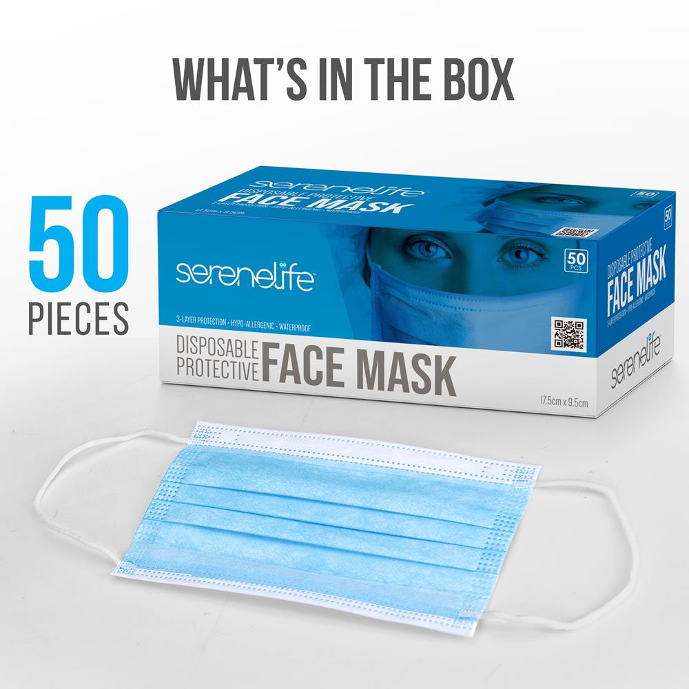 product image number 5 for SereneLife Three Layer Disposable Face Masks