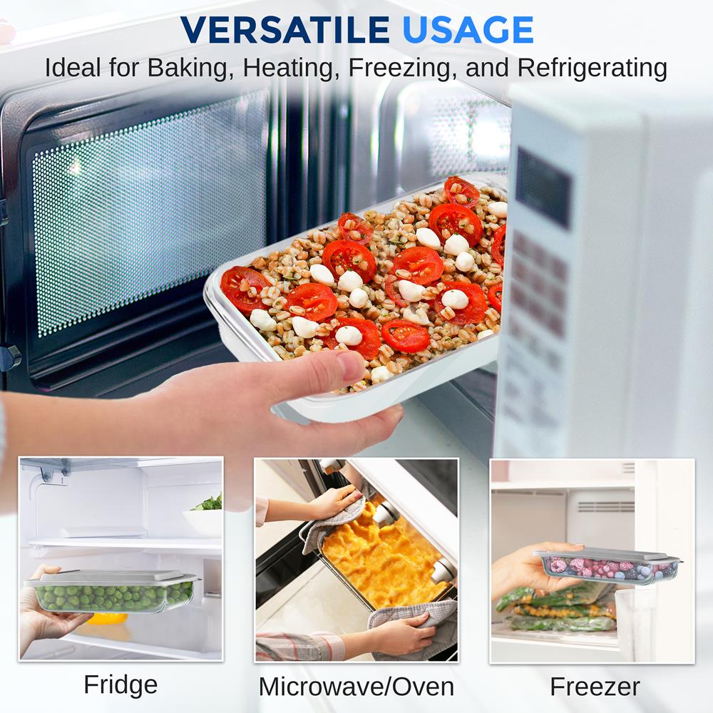 8-Piece Glass Baking Dish Set - Oven Safe, Borosilicate, White - Thumbnail 4