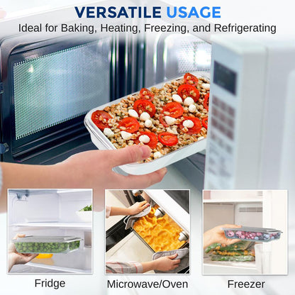 8-Piece Glass Baking Dish Set - Oven Safe, Borosilicate, White