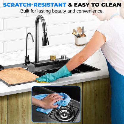 Stainless Steel Kitchen Sink, Durable & Soundproof, Nano Coating, Gun Black