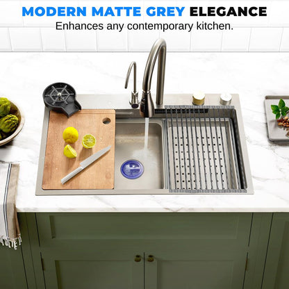 Stainless Steel Kitchen Sink, Durable & Corrosion-Resistant, Gun Gray
