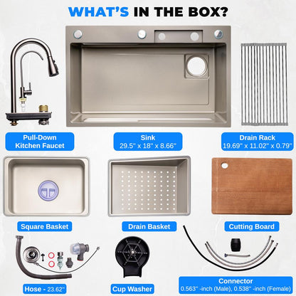 Stainless Steel Kitchen Sink, Durable & Corrosion-Resistant, Gun Gray