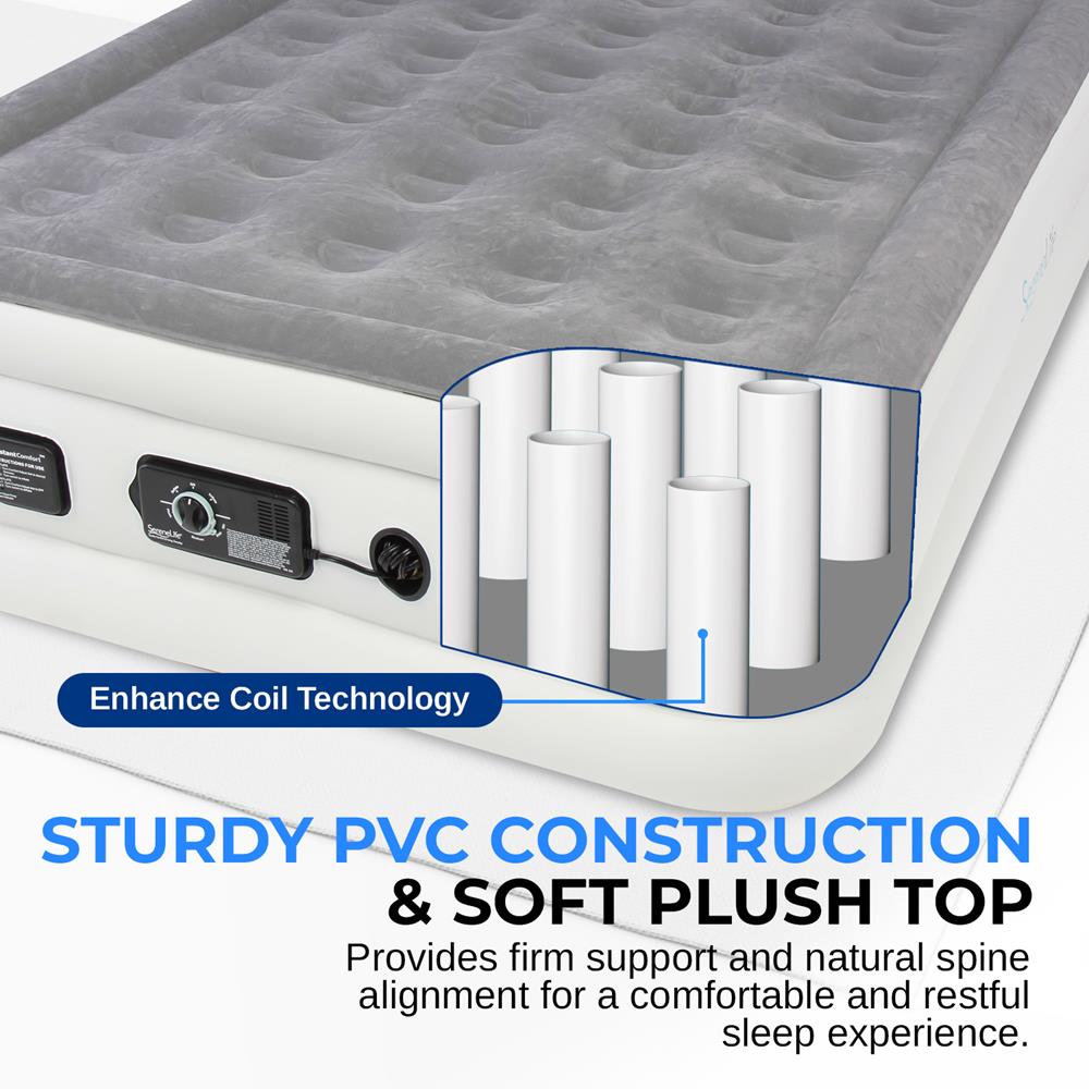 Full Air Mattress, Strong Support, Built-In Pump, 18" Raised Design