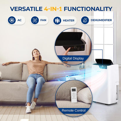 Portable Air Conditioner & Heater 12000 BTU WiFi Control White