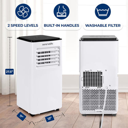 Single Duct Portable Air Conditioner And Heater - 8000 Btu Cooling Capacity (Ashrae) Compact Home A/C Cooling And Heating Unit With Built-In Dehumidifier & Fan Modes, Includes Window Mount Kit (White And Black)