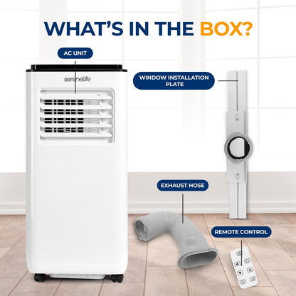 Single Duct Portable Air Conditioner And Heater - 8000 Btu Cooling Capacity (Ashrae) Compact Home A/C Cooling And Heating Unit With Built-In Dehumidifier & Fan Modes, Includes Window Mount Kit (White And Black)