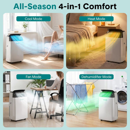Serenelife Inverter Portable Air Conditioner & Heater With Wi-Fi, 16,000 Btu Cooling (Ashrae), Compact Unit With Dehumidifier & Fan Modes, Includes Window Mount Kit (Gray)