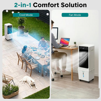 Serenelife Portable Evaporative Air Cooler With 15 Liters Detachable Water Tank With For Outdoor And Indoor Use (White & Black)