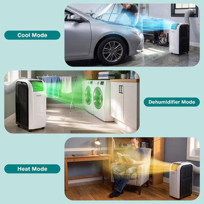 Serenelife Spot Cooler Air Conditioner And Heater With Wi-Fi Function - 12000 Btu Cooling (Ashrae), Compact Unit With Dehumidifier & Heating Modes, Includes Window Mount Kit (Gray)