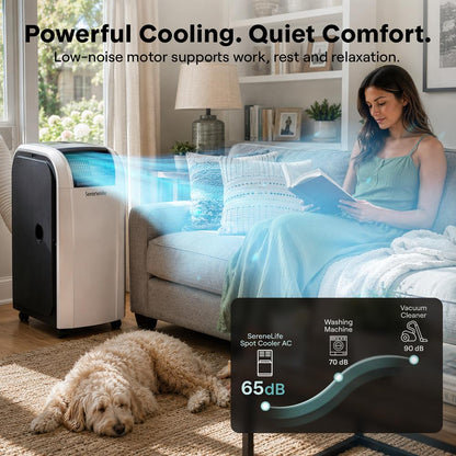 Serenelife Spot Cooler Air Conditioner And Heater With Wi-Fi Function - 12000 Btu Cooling (Ashrae), Compact Unit With Dehumidifier & Heating Modes, Includes Window Mount Kit (Gray)