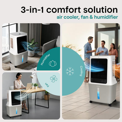 Portable Evaporative Air Cooler With 30 Liters Detachable Water Tank With Wifi Function For Outdoor And Indoor Use