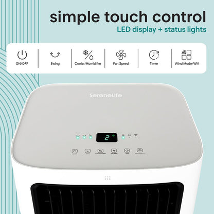 Portable Evaporative Air Cooler With 30 Liters Detachable Water Tank With Wifi Function For Outdoor And Indoor Use