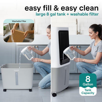 Portable Evaporative Air Cooler With 30 Liters Detachable Water Tank With Wifi Function For Outdoor And Indoor Use