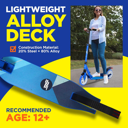Kick Scooter for Adults Smooth Ride Alloy Deck Blue – Pyle USA